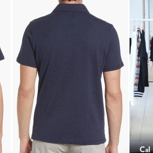 Robert Barakett Creston Micropattern Jacquard Polo Sz. XL Navy Blue Short Sleeve - Picture 3 of 12